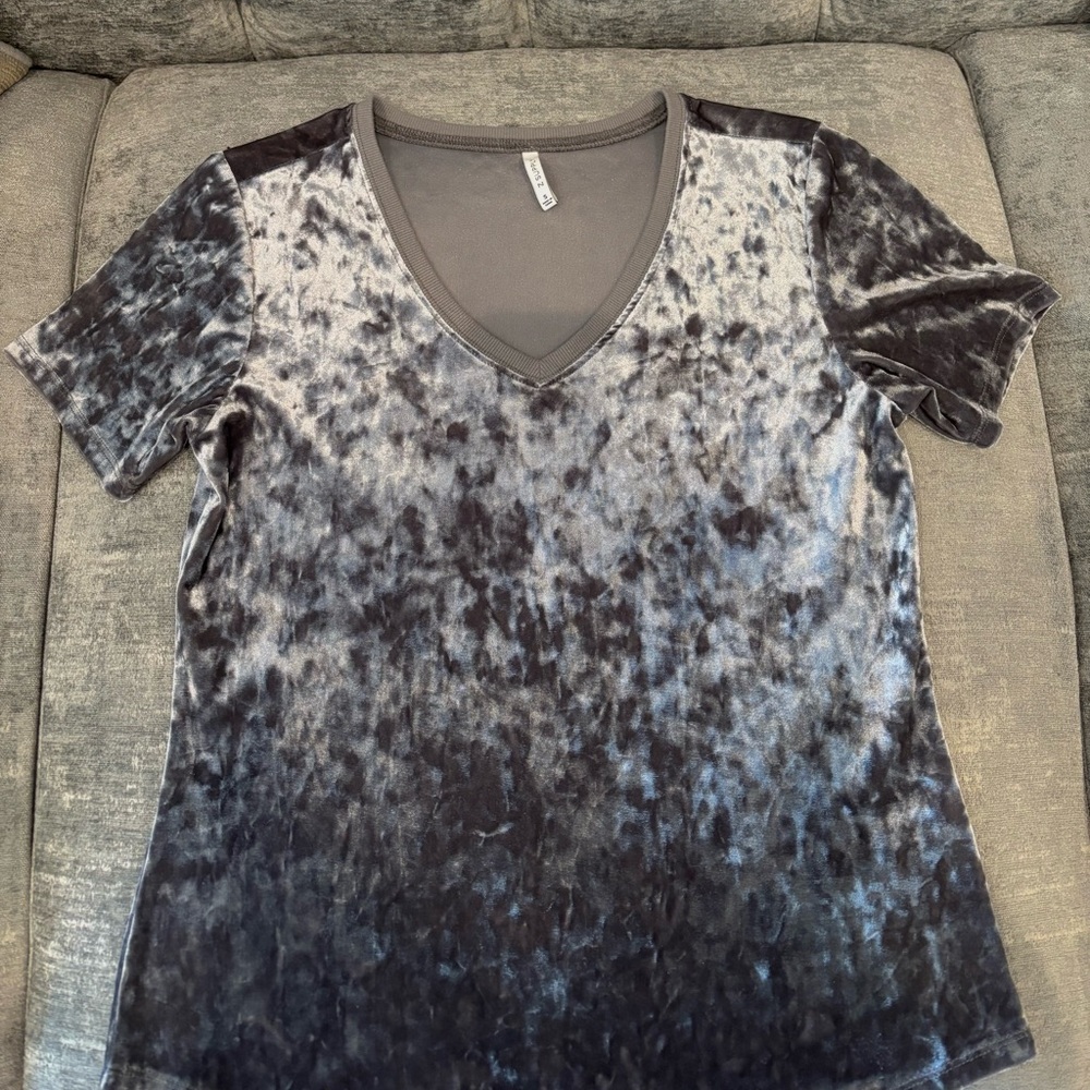 Z Supply Silver Crushed Velvet Tee - Size S